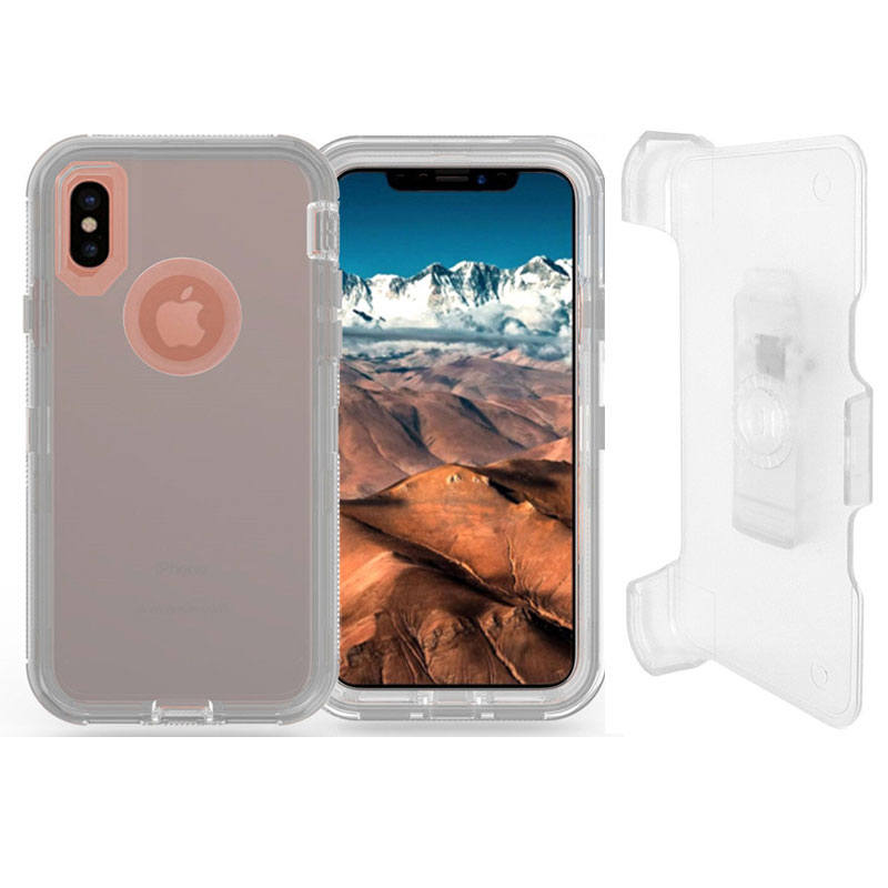 iPHONE Xr 6.1in Transparent Clear Armor Robot Case with Clip (Smoke)